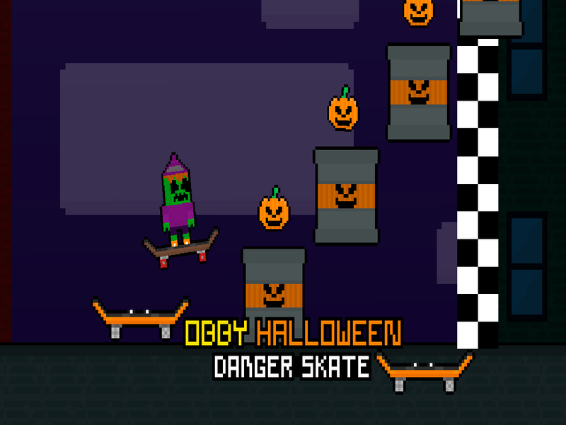 Trò chơi OBBY Halloween Danger Skate trực tuyến